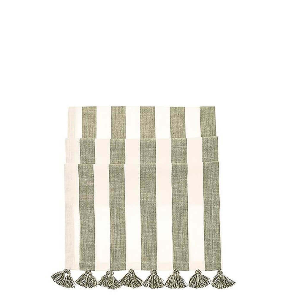 Walton & Co Wide Olive Stripe Table Runner